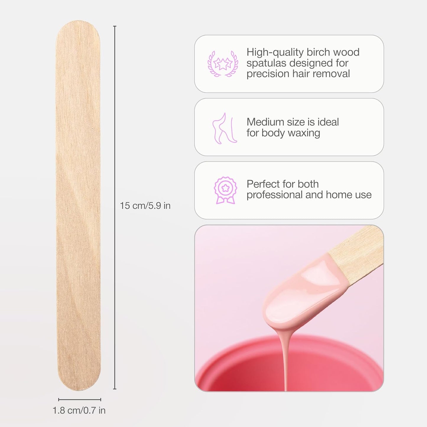 Curacoro Waxing Spatula Sticks 50 Pcs – Natural Birch Wood for Eyebrow, Lip, Nose & Body Hair Removal – Esthetician Supplies for Spa & Home Use (Medium Size)