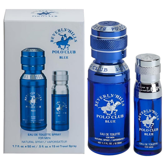 Beverly Hills Polo Club BHPC Men's Eau De Toilette Bonus Pack, featuring 1.7 oz EDT + Bonus 0.5 oz EDT (Blue)