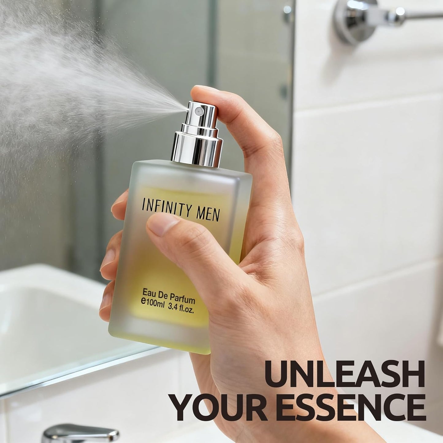 Infinity Men's Cologne 3.4FL OZ Eau De Toilette With Notes of Mandarin, Sage, Cedarwood & Amber – Long Lasting Fragrance for All Day Used