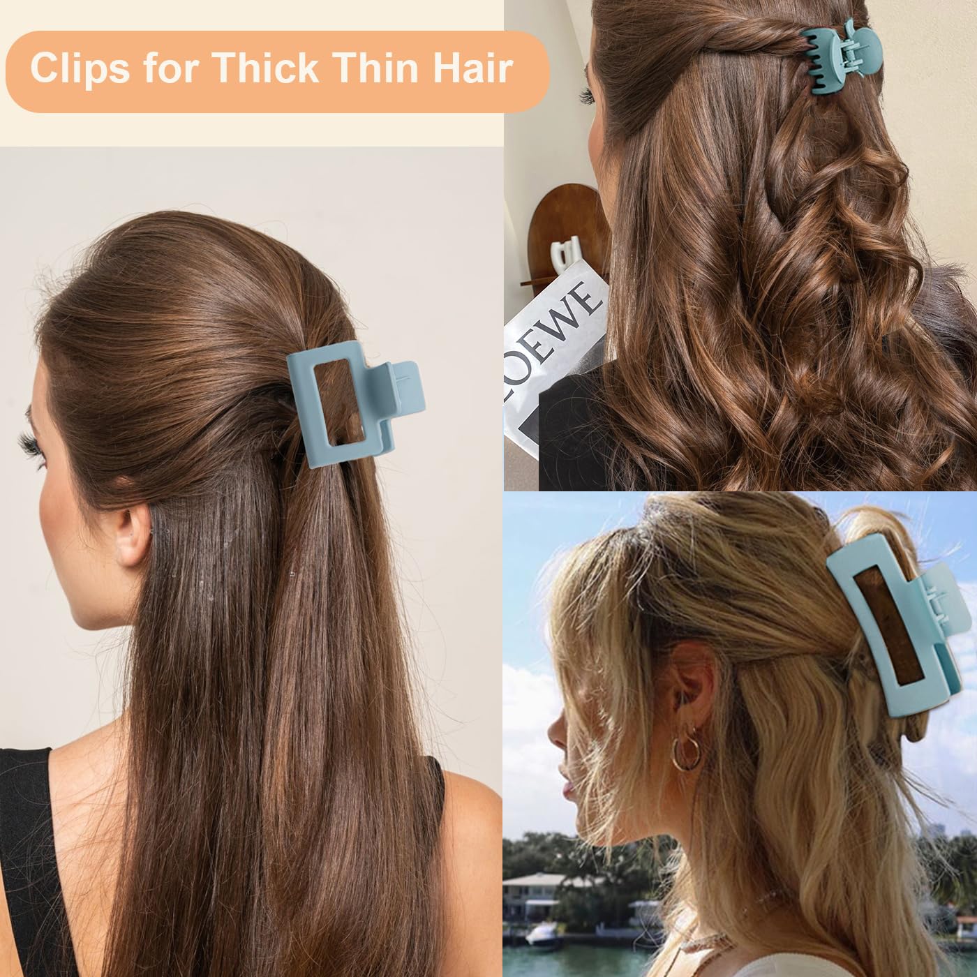 Mehayi 9 PCS Matte Hair Clips Claw for Women Girls, 3 Styles Nonslip Small Hold Strong Hold Cute Jaw Clip Barrettes for Thick Thin Long Short Hair, Fashion Acrylic Hair Clamps Styling Accessories