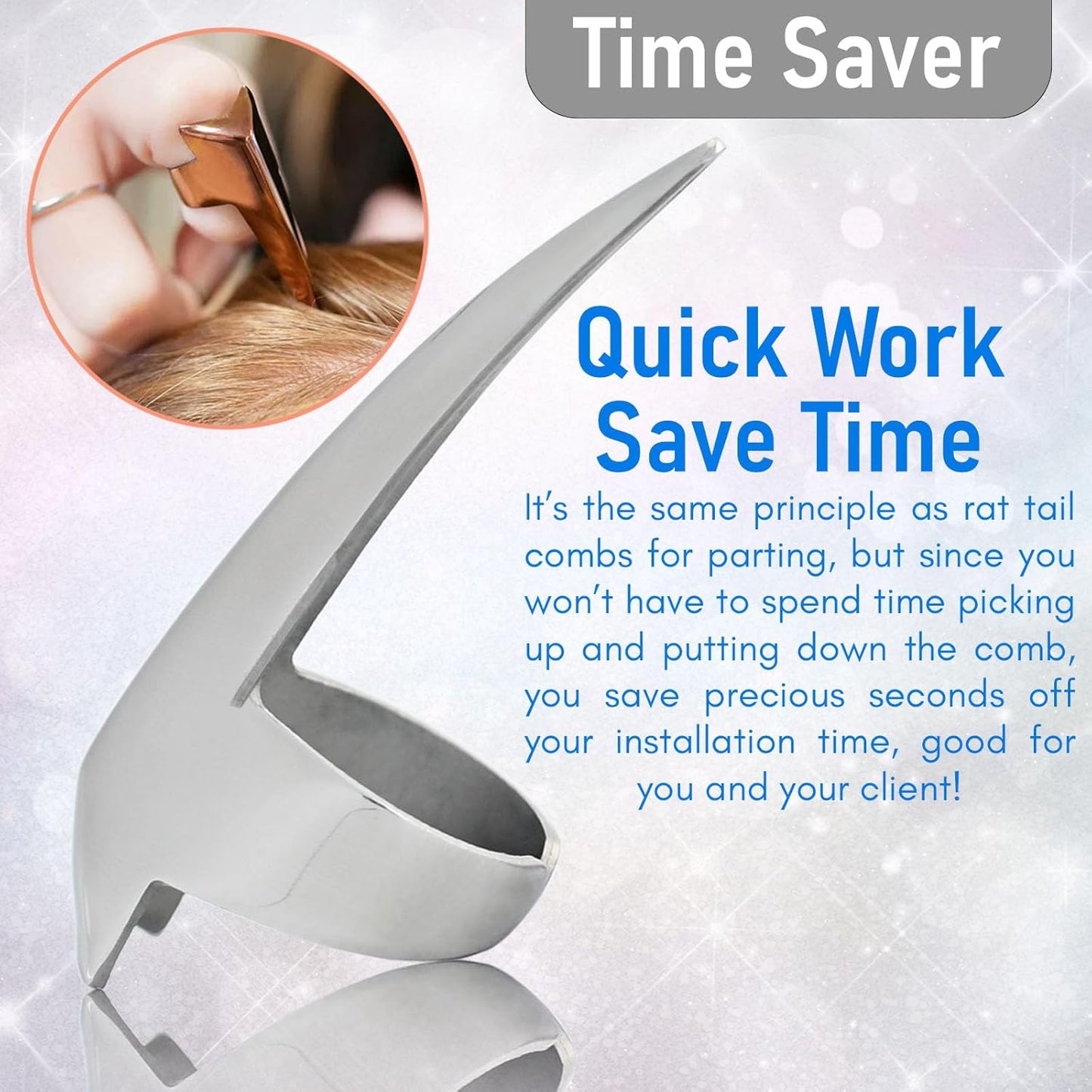 Stainless Steel Stitch Braid Tool & Ring - Quick Hair Parting for Durable Dreadlocks, Wig & Human Hair Extensions Braiding (Silver)