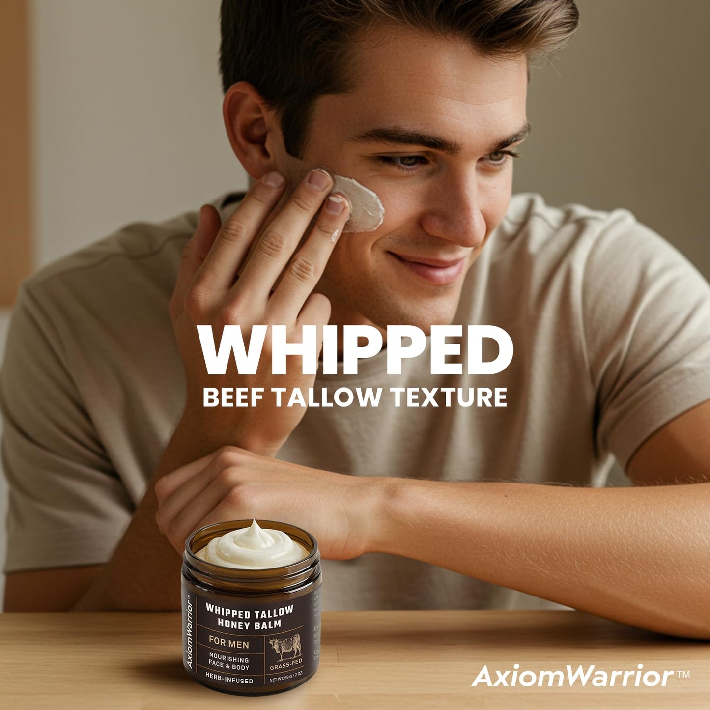 Beef Tallow and Honey Balm for Skin: Whipped Organic Beef Tallow Moisturizer Cream for Face & Body with Grass Fed & Finished - Hydrates, Nourishes & Smoothes - Sensitive, Dry Skin - 2oz