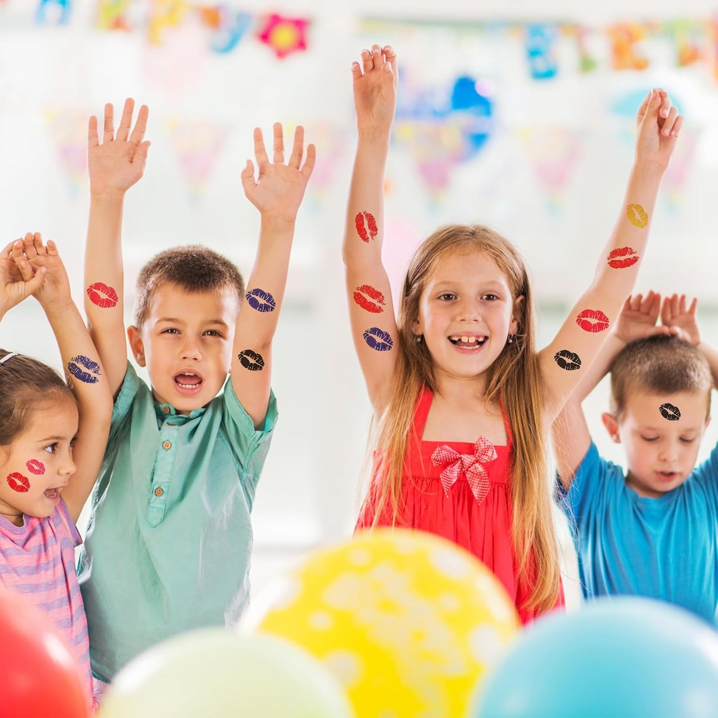 Halloween Kiss Tattoos Temporary Colorful Kiss Fake Red Lips Waterproof Tattoos for Kids Girls Women Men Face Body Costume Decorations 10 Sheets-130pcs