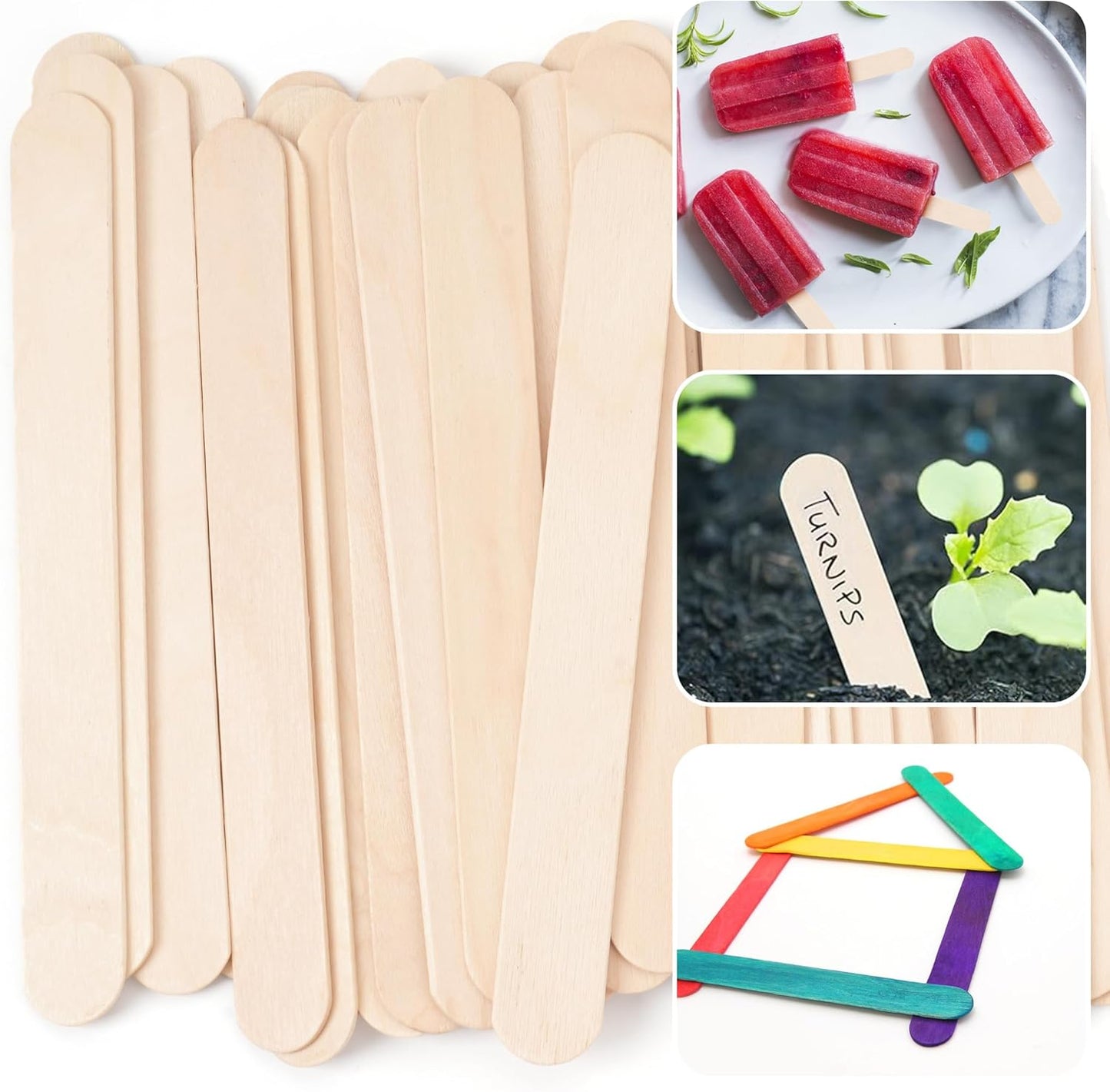 1200 Pieces Large Wooden Wax Sticks, 6-Inch Wood Waxing Sticks Wax Spatulas Applicator, Wood Craft Sticks for Body Hair Removal, Tongue Depressors, Popsicle Sticks
