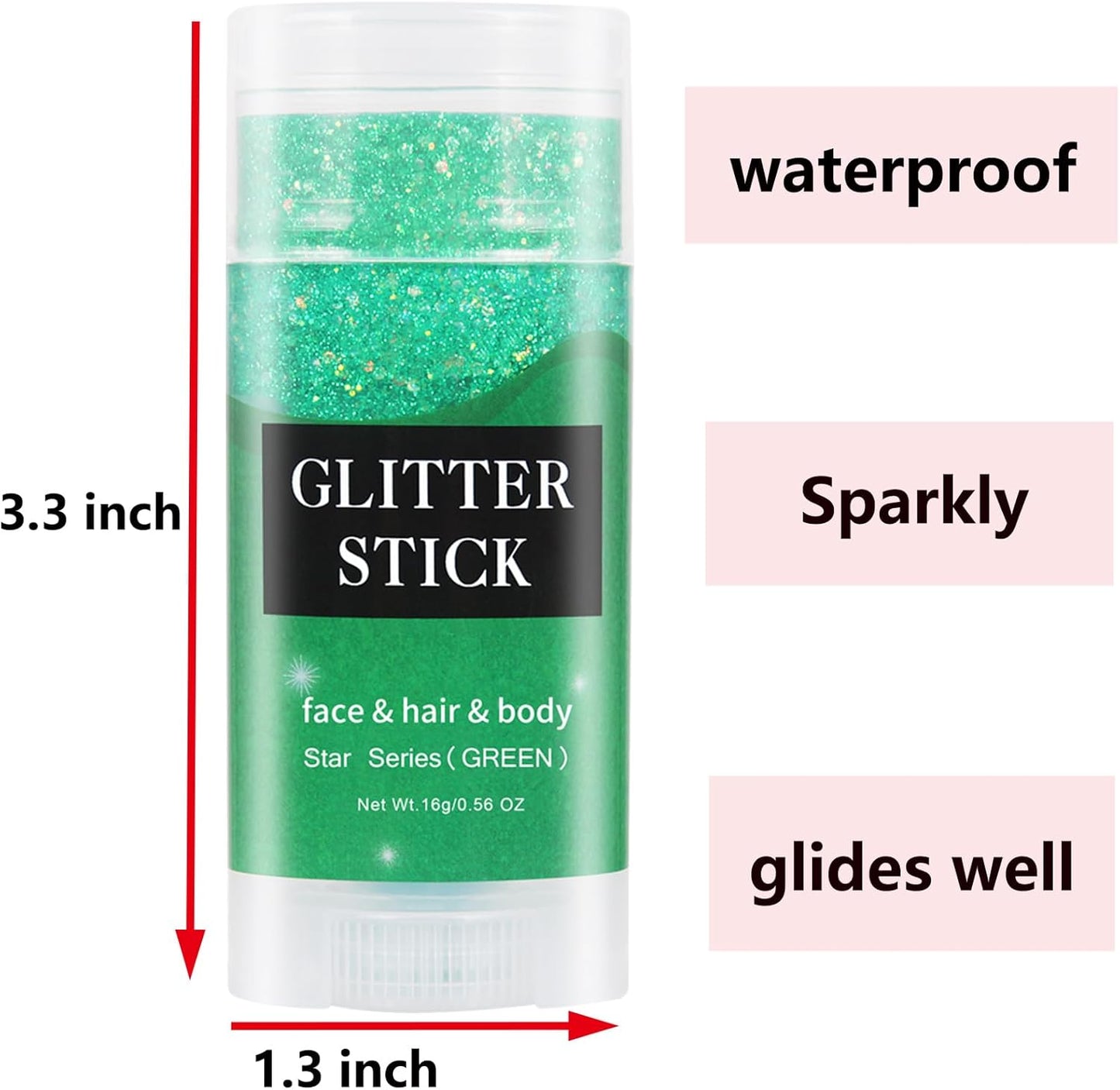 MEICOLY Green Face Glitter Stick,Green Accessories for Spirit Week,Alien Face Glitter,Hair Glitter for Women Kids,Irish St Patricks Day Accessories,Rave Festival Mermaid Chunky Makeup for Mardi Gras