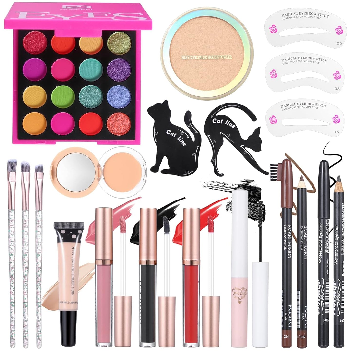 Makeup Kit Set For Teens, Make Up Gift For Women,Includes Eyeshadow Palette, Lip Gloss, Mascara, Eyeliner, Foundation, Concealer, Brushes Set (kit0162)