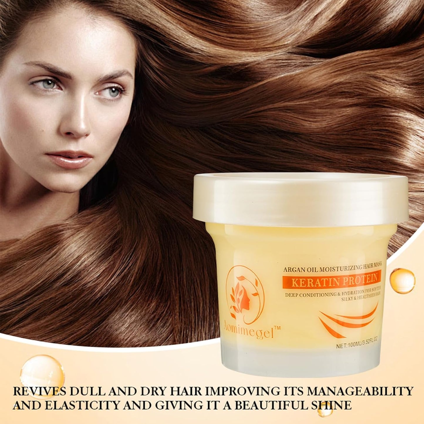 Collagen Hair Mask,Deep Repair Conditioning Argan Oil Hair Mask for Damaged Hair Treatment, Deep Conditioner Hydrating Hair Masque for All Hair Types 3.38oz 100ml