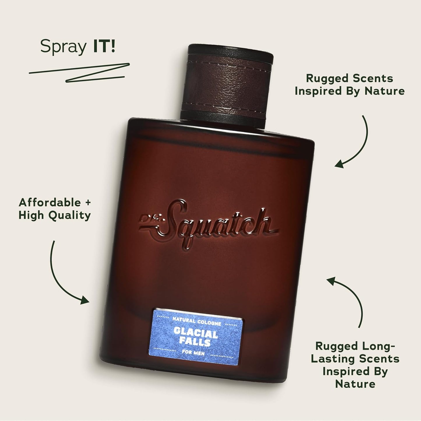 Dr. Squatch Natural Cologne for Men - Scent-Lock Technology and Sustainably-Sourced Ingredients - Glacial Falls Cologne (1.7 fl oz)