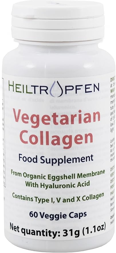 Collagen Vegetarian caps | from Organic Eggshell Membrane | Type 1, 5 and 10 Collagen | with Hyaluronic Acid | 60 Capsules | Dietary Supplement