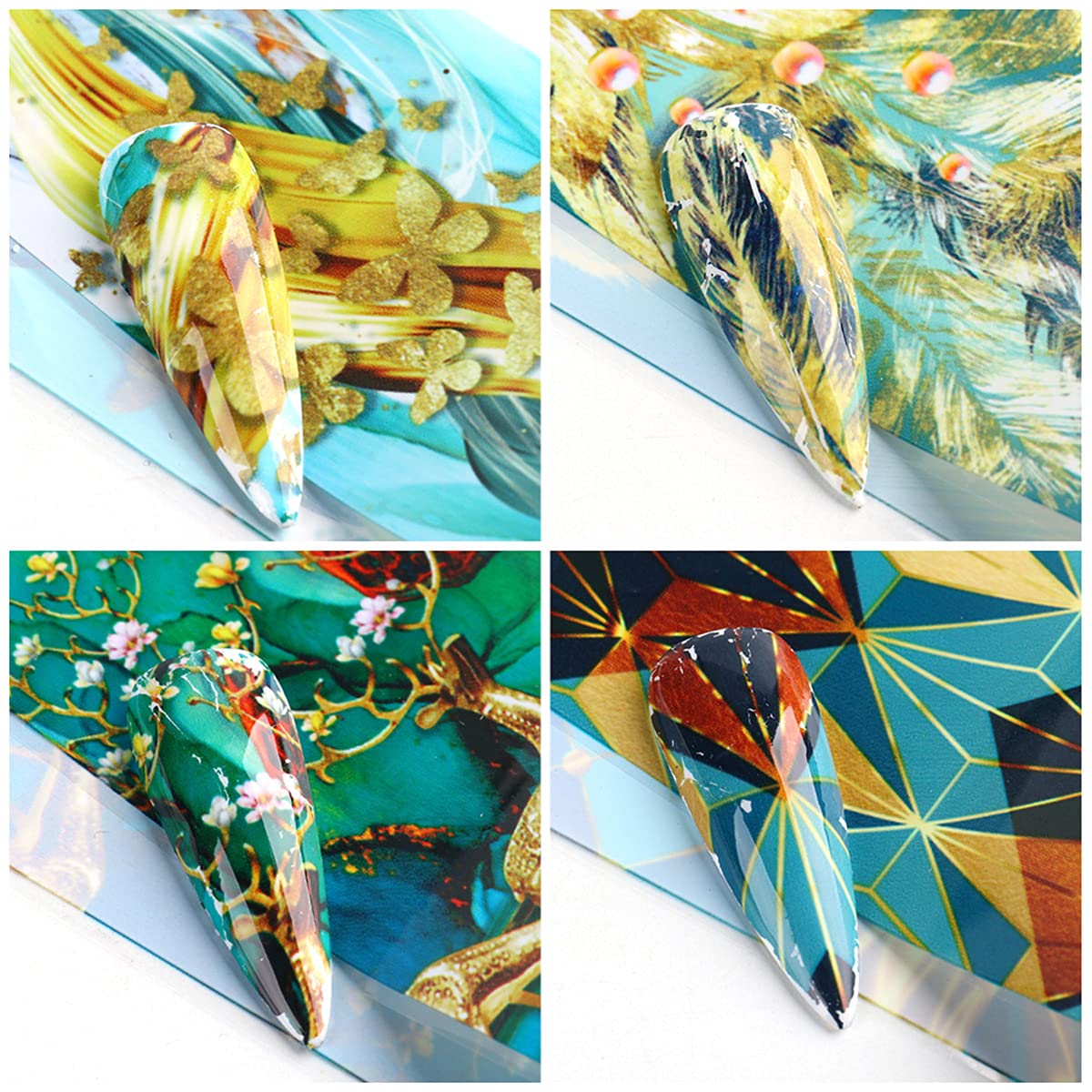 Marble Nail Foils Transfer Sticker Nail Art Supplies Marble Stone Nail Transfers Foil Decals Print Nail Art Foil Wraps Holographic Foil Nail Art Stickers for Women Girls Nail Art Decoration (10 Pcs)