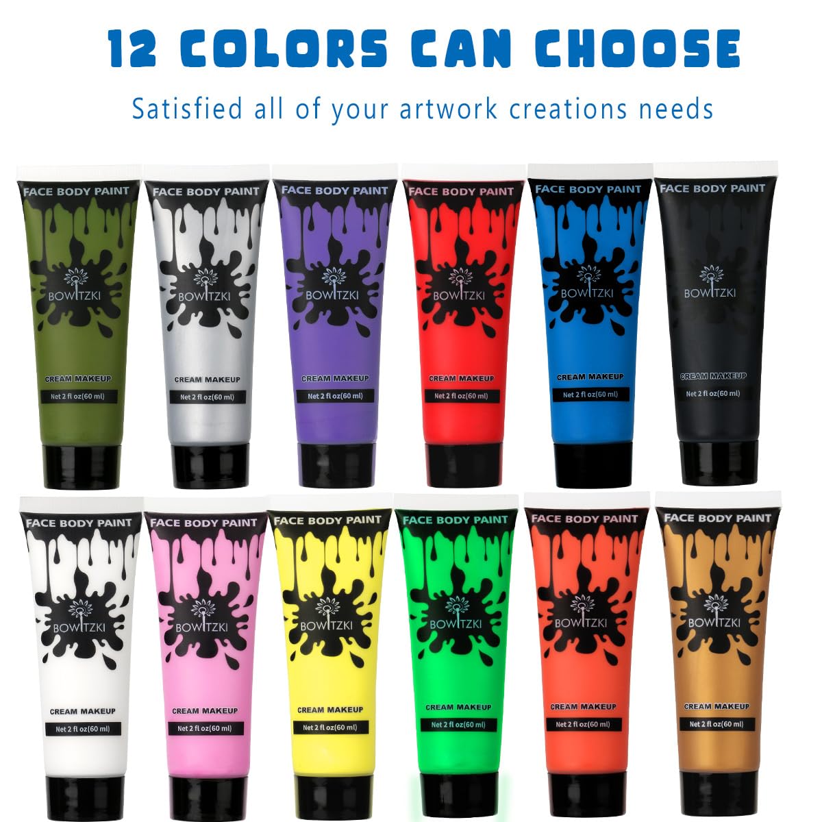 Bowitzki Face and Body Paint 2oz Cream Makeup 60ml Water Based Face Painting Special Effects For Adults Children Kids Halloween Christmas Party Stage Cosplay (Gold)