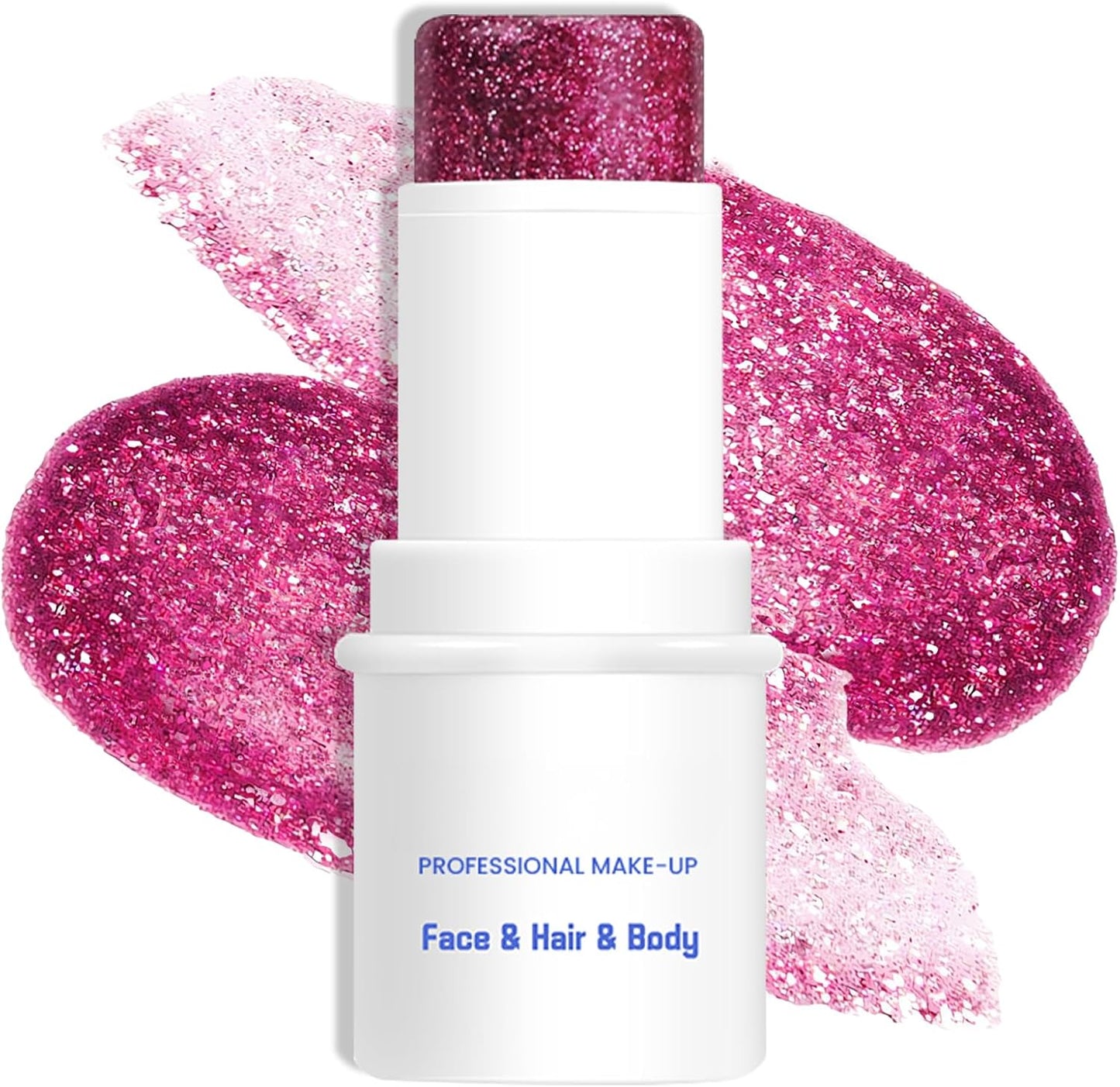 Rose Red Body & Face Glitter Makeup Stick, Multiuse Waterproof Glitter Gel for Face Body Hair Eye Lip, Holographic Sequins Paint Stick, Mermaid Accessories Makeup