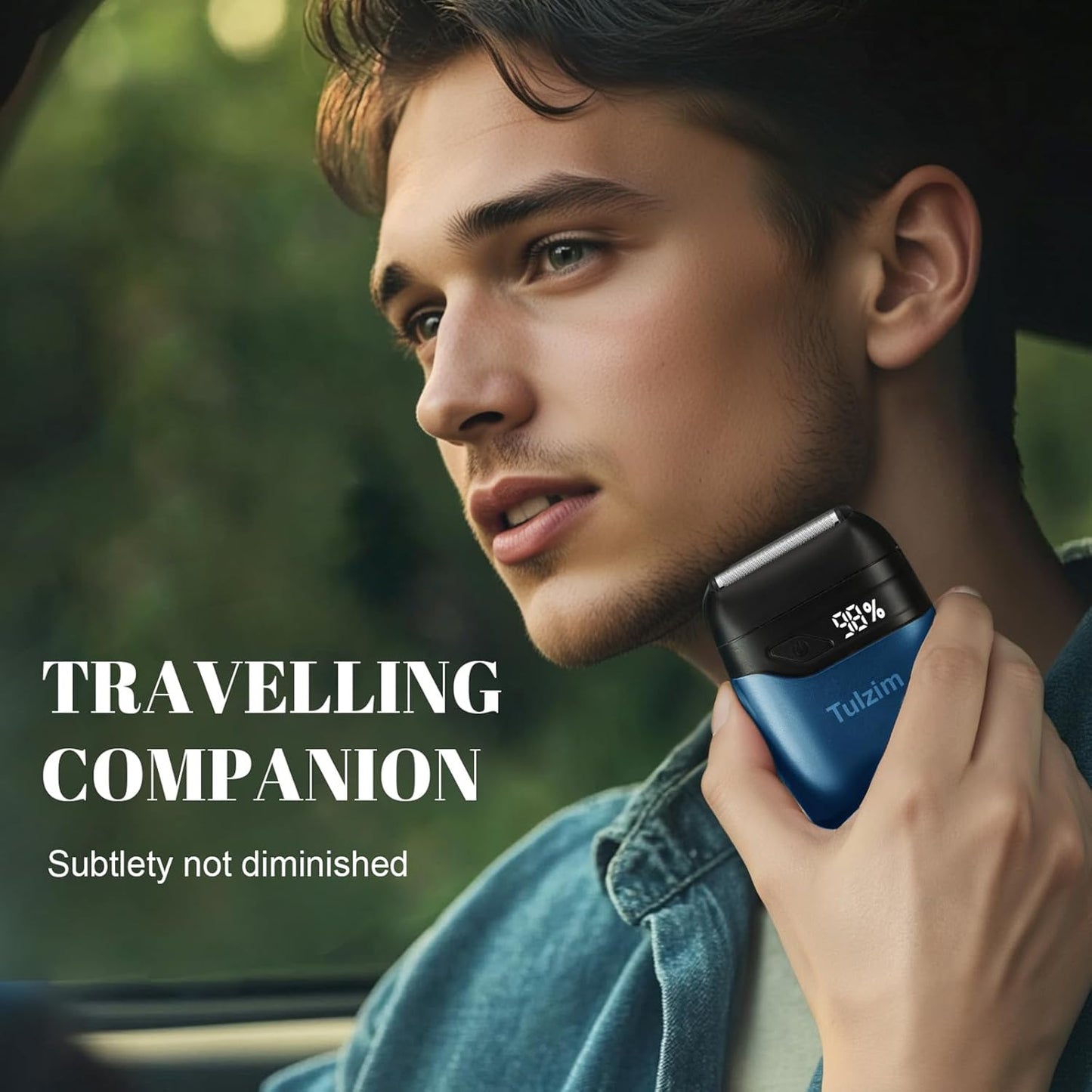 Electric Foil Shaver for Men: Portable Electric Razor for Beard/Face - 3 Floating Blade LED Display USB-C Fast Rechargeable - IPX7 Waterproof for Travel & Home - Blue