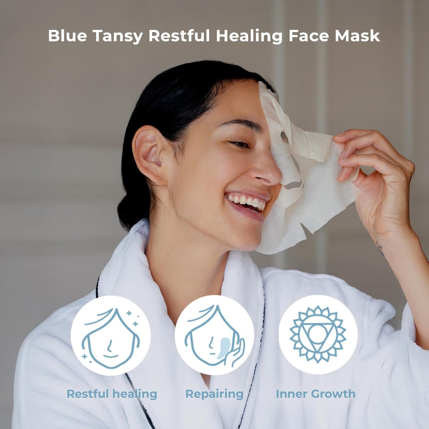 INNA ORGANIC Sheet Mask - Sleep Well Glow, Overnight Renewal, Restful Healing, Sustainable & Clean Beauty (Pack of 5) | Blue Tansy Essential Oils Infused Skin Care | Luxury Clean Beauty