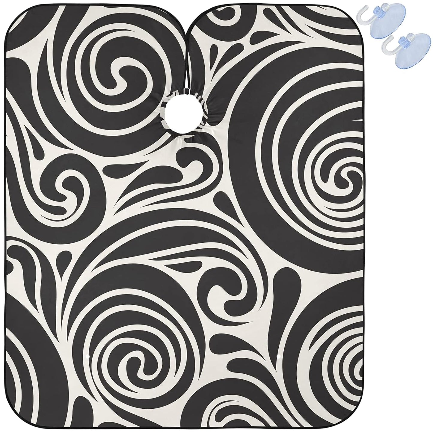 visesunny Barber Cape Black Whirlpool Pattern Polyester Hair Cutting Salon Cape Apron Anti-Static Haircut Water-Resistant Shaving Cloth Beard Shaving Bib Hairdressing Cape