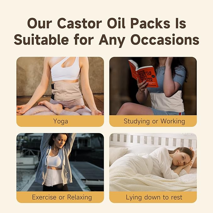 Langsprit Castor Oil Pack Wrap,Organic Cotton Castor Oil Packs for Liver Detox,Pink-2 L