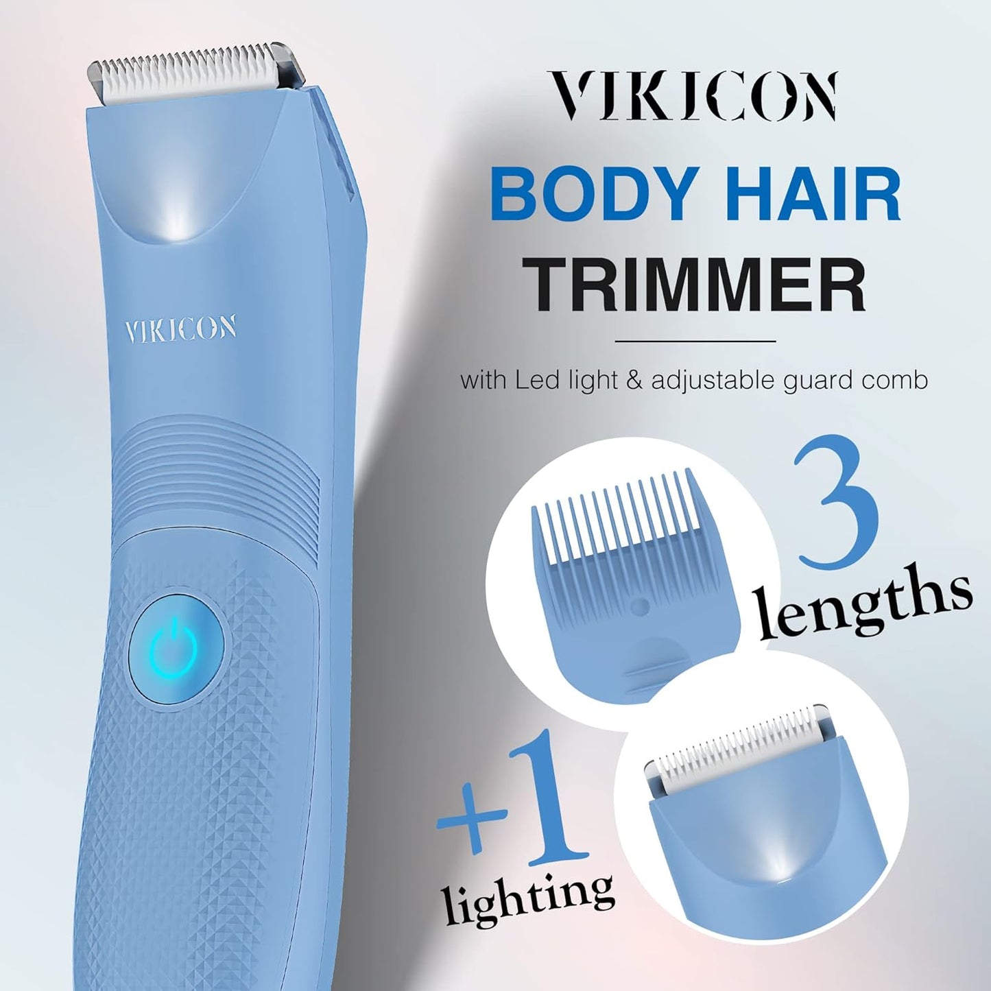 VIKICON Bikini Trimmer for Women: Painless Electric Pubic/Leg Shaver w/Light, Ceramic Hypoallergenic Blade, Waterproof Cordless Razor for Sensitive Skin, Travel-Ready Body Groomer, Gift for Her