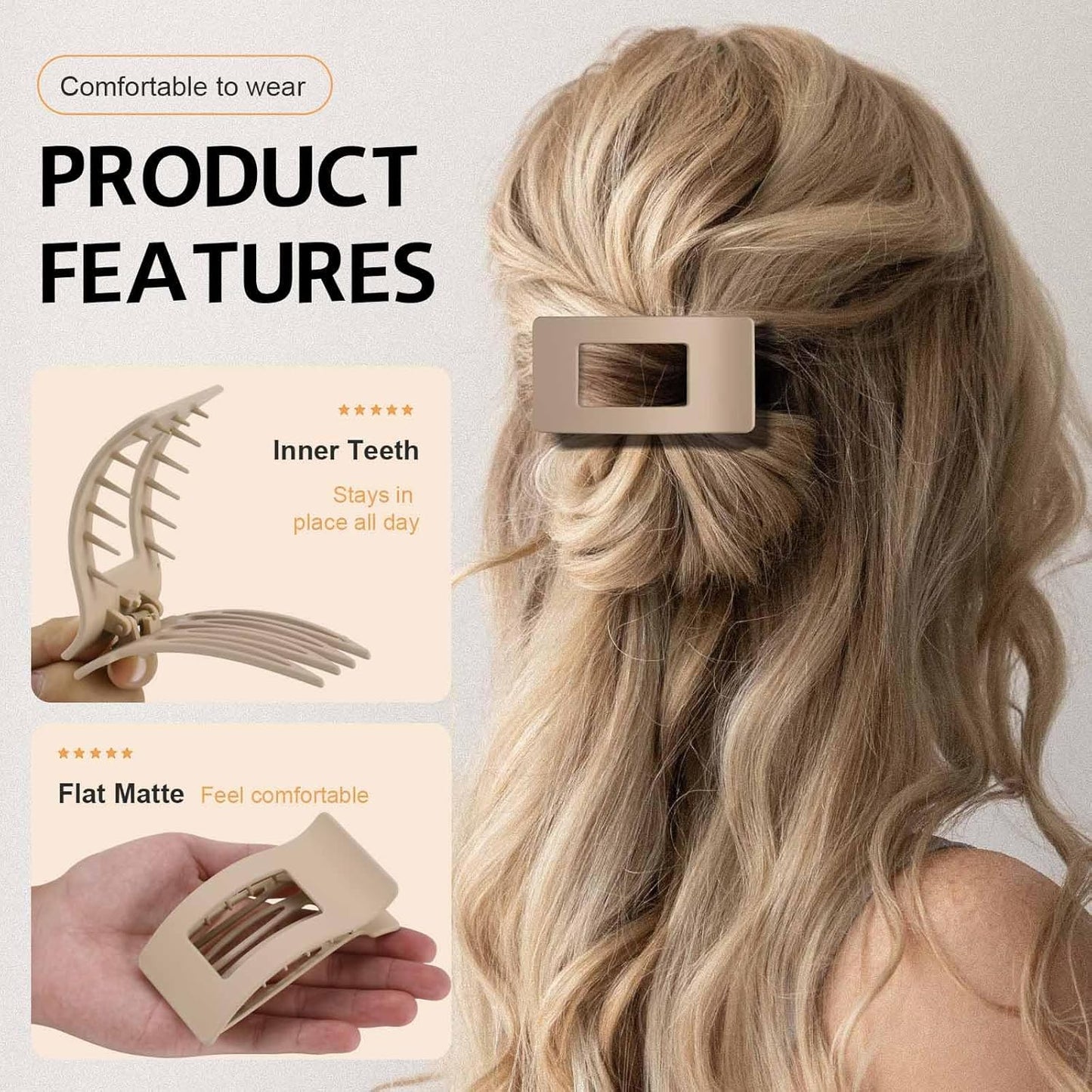 8 Pack French Flat Hair Clips for Women – Large Matte No-Slip Claw Barrettes for Thick & Thin Hair, Strong Hold Styling Accessories (Brown)