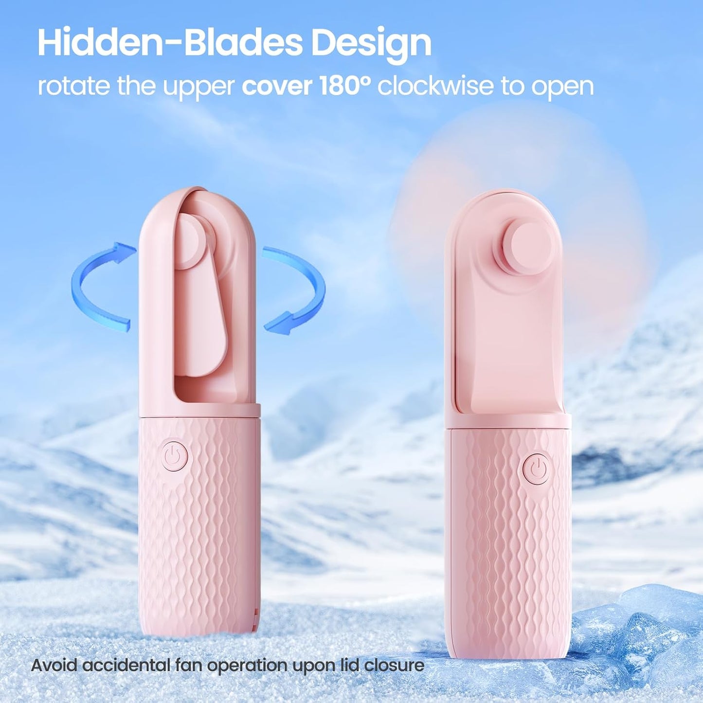 Handheld Mini Fan, Rechargeable Battery Operated small Portable Fan Up to 15 Working Hours, Powerful Safety Design Pocket Fans for Travel/Outdoor/Concert/Beach/Make-up, Gifts for Mom, Teens, Pink