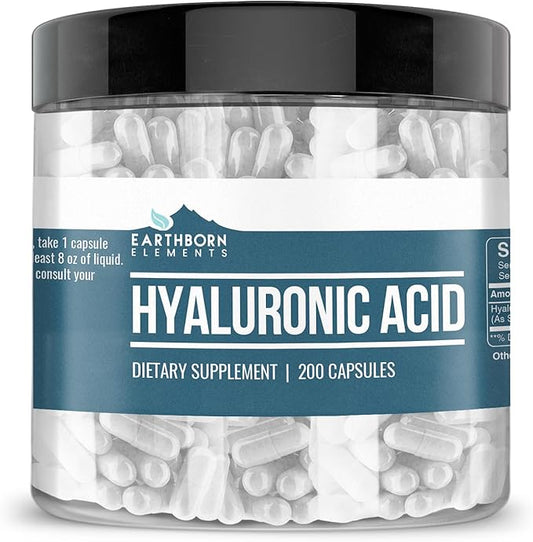 Earthborn Elements Hyaluronic Acid 200 Capsules, Pure & Undiluted, No Additives