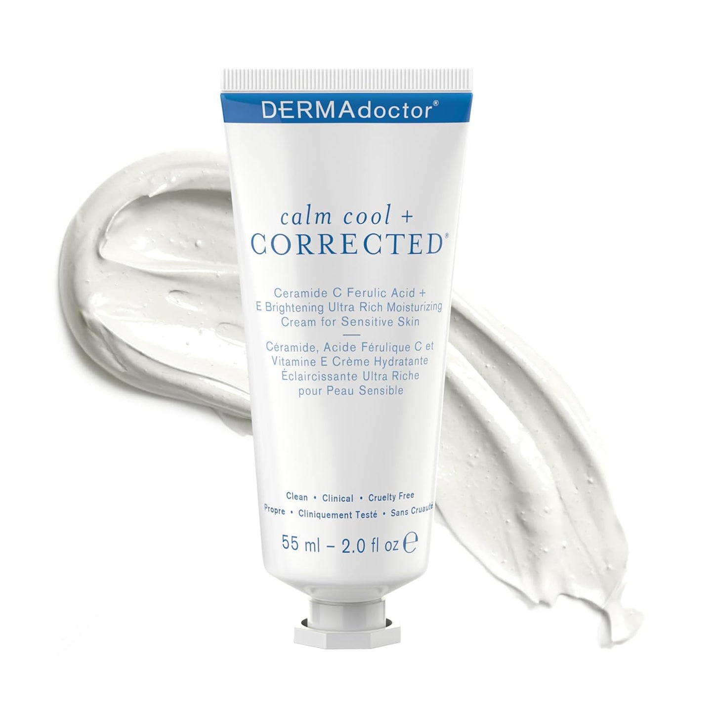 DERMAdoctor Calm Cool + Corrected Dermatologist Formulated Vitamin C Face Cream with Ferulic Acid + Vitamin E Oil; Ceramide Moisturizer for Sensitive Skin - 2.0 oz