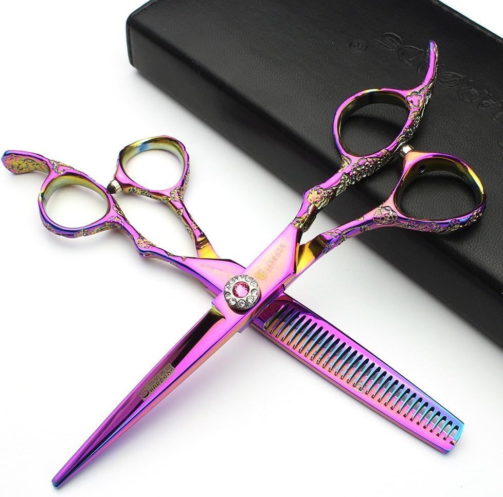 6/7/8 inch Cutting Thinning Styling Tool Rainbow Hair Scissors Professional Hairdresser Hairdresser Scissors Set (6-inch 2pc)