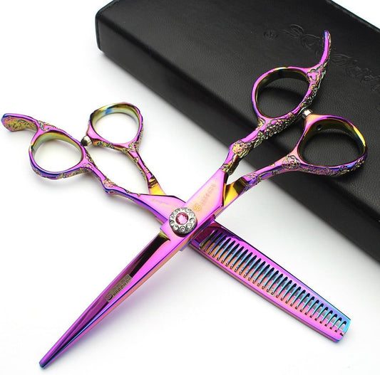 6/7/8 inch Cutting Thinning Styling Tool Rainbow Hair Scissors Professional Hairdresser Hairdresser Scissors Set (6-inch 2pc)