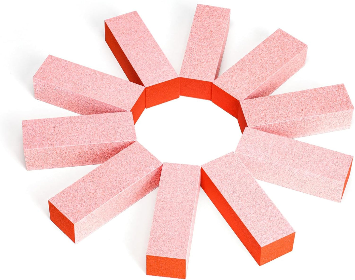 Nail Buffers, 10pcs Buffering Block 3 Way Coarse Grit 60/60/60, 3.5" Long, Pre Application Buff for Acrylic Nail Gel Polish Nail, Pedicure, Manicure, Orange