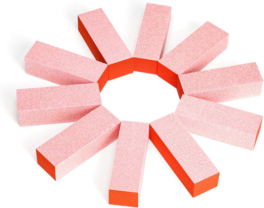 Nail Buffers, 10pcs Buffering Block 3 Way Coarse Grit 60/60/60, 3.5" Long, Pre Application Buff for Acrylic Nail Gel Polish Nail, Pedicure, Manicure, Orange