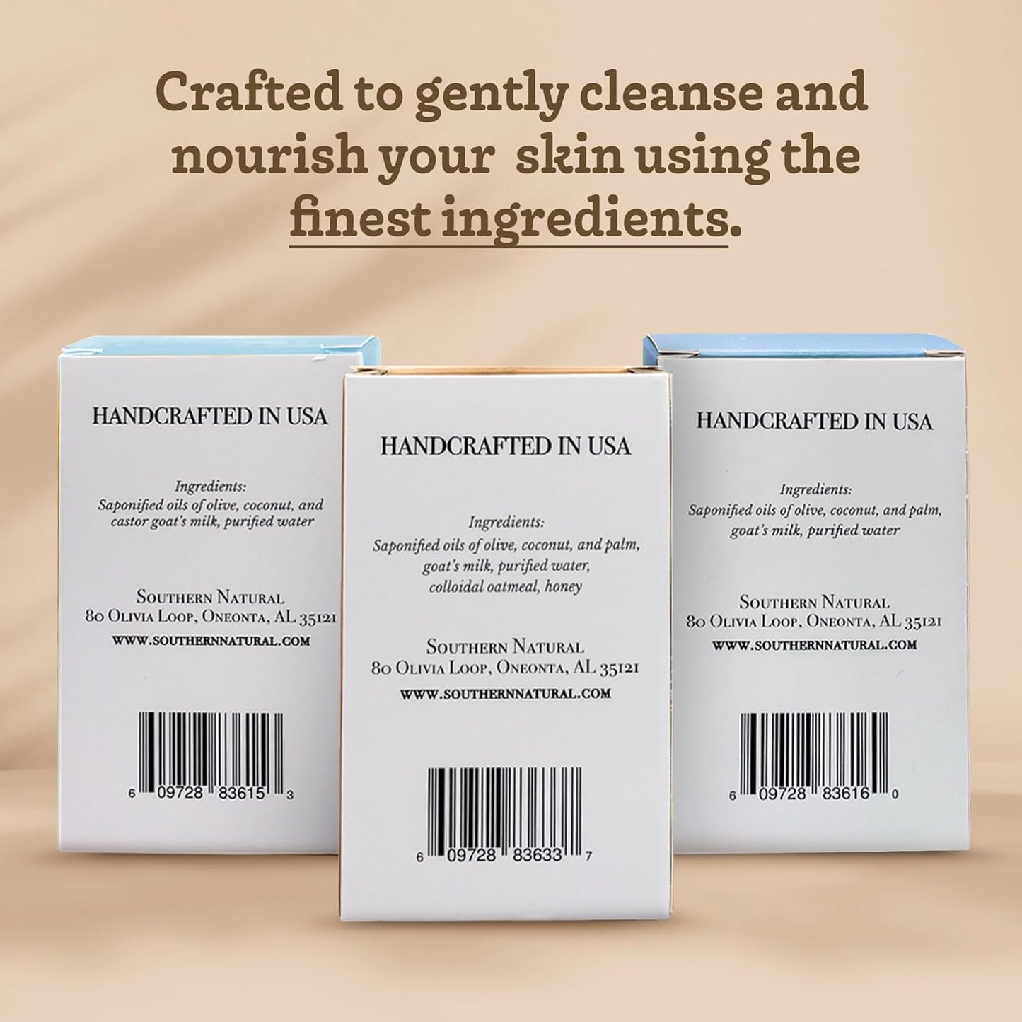 Southern Natural Goat Milk Soap Bar – Unscented Oatmeal & Honey, Castile & Unscented – Handmade for Dry, Sensitive Skin – Face & Body Wash for Men, Women, Kids, Baby – 3 pack (4-4.5 oz)