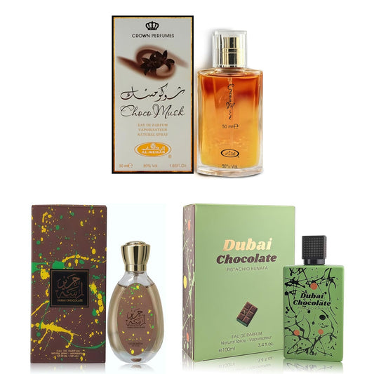 3Pack Men Cologne Choco Series Eau De Parfume Spray with Woody Floral & Fruity Scent Perfume Gift Set Day to Night Luxury Fragrances