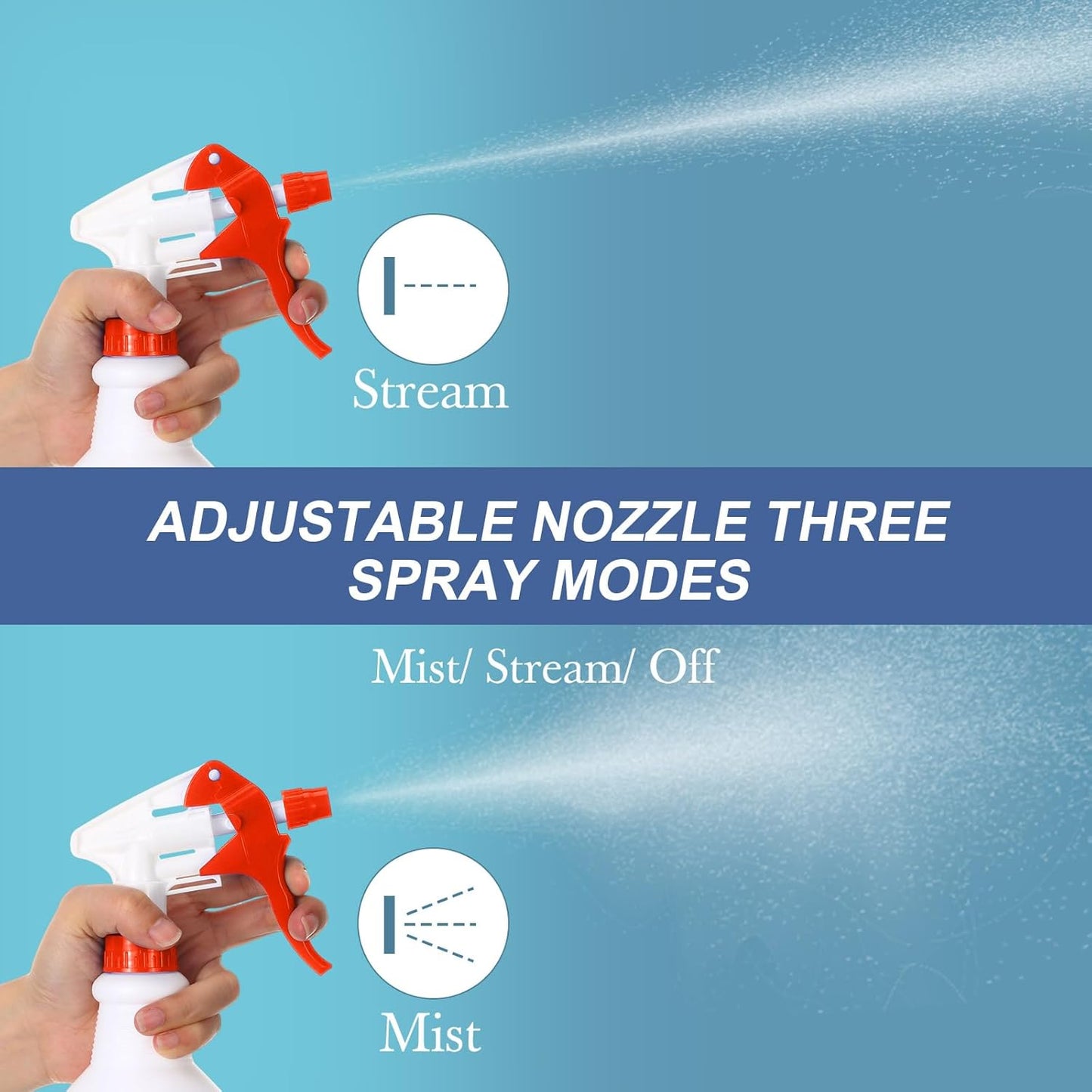 Zubebe 24 Pack 32 oz Plastic Spray Bottle Bulk Empty Leakproof Heavy Duty Spray Bottles for Cleaning Supplies Mist Bottles with Label and Adjustable Nozzle for Plant(Multicolor B,Clear Scale)