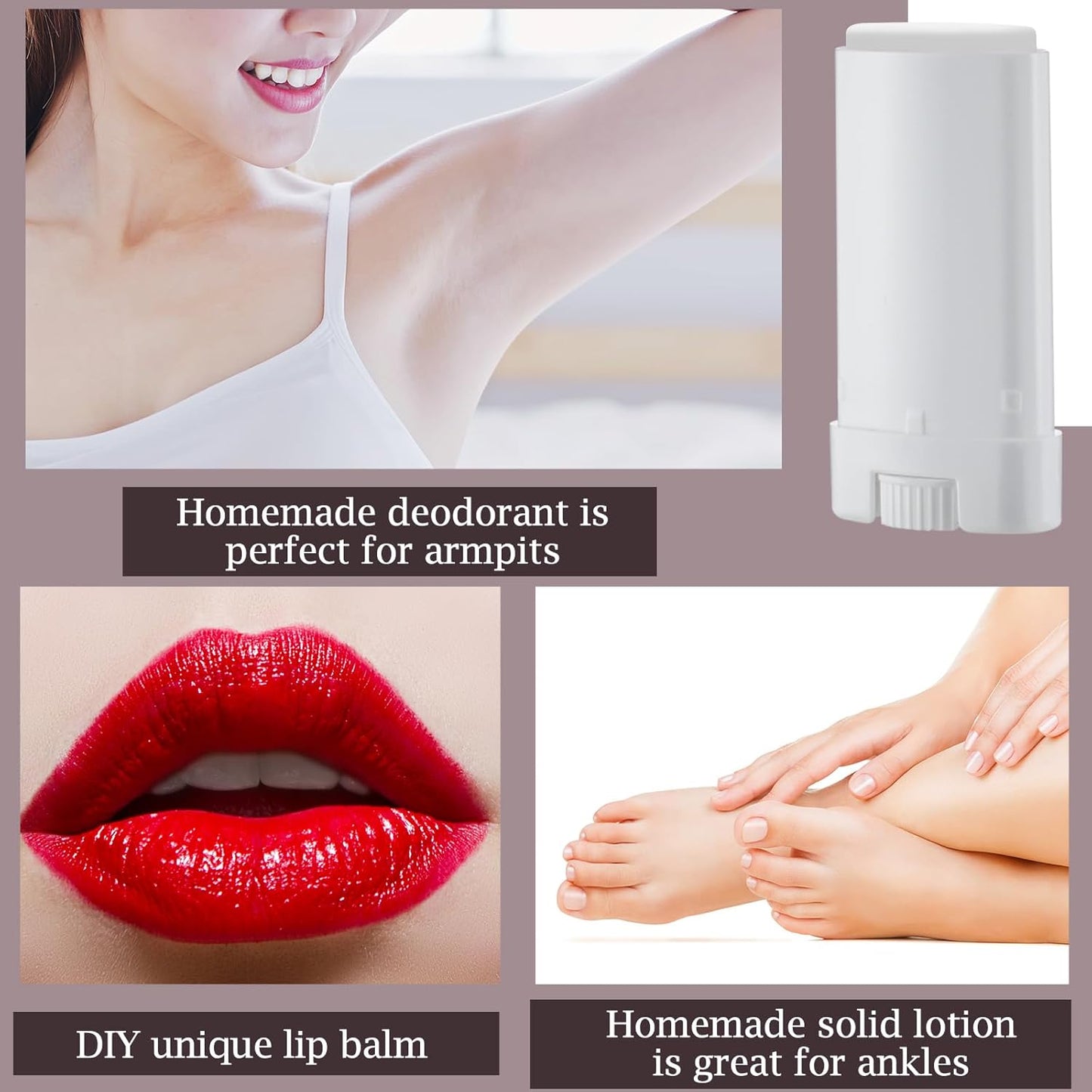 Wesiti 50 Pcs Plastic Empty Deodorant Containers 1/2 oz Travel Deodorant 15ml Refillable Containers Tubes Oval Lip Balm Tubes for Lip Balm DIY, White