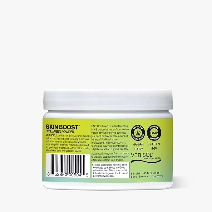 Sparkle Skin Boost No Flavor Verisol Collagen Peptides Protein Powder Vitamin C Supplement Drink, 2.8oz