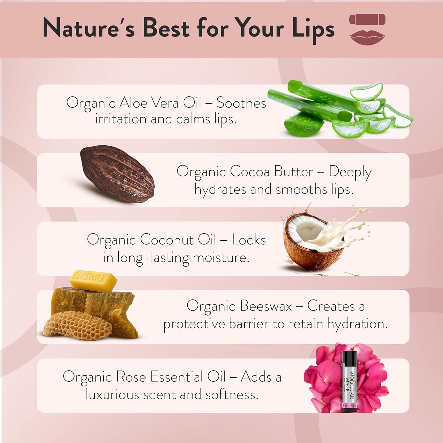 Moroccan Magic Beach Rose SPF 15 Lip Balm - Rose Vanilla | Argan Oil & Essential Oils | Family Owned | Cruelty Free | 2 Pack