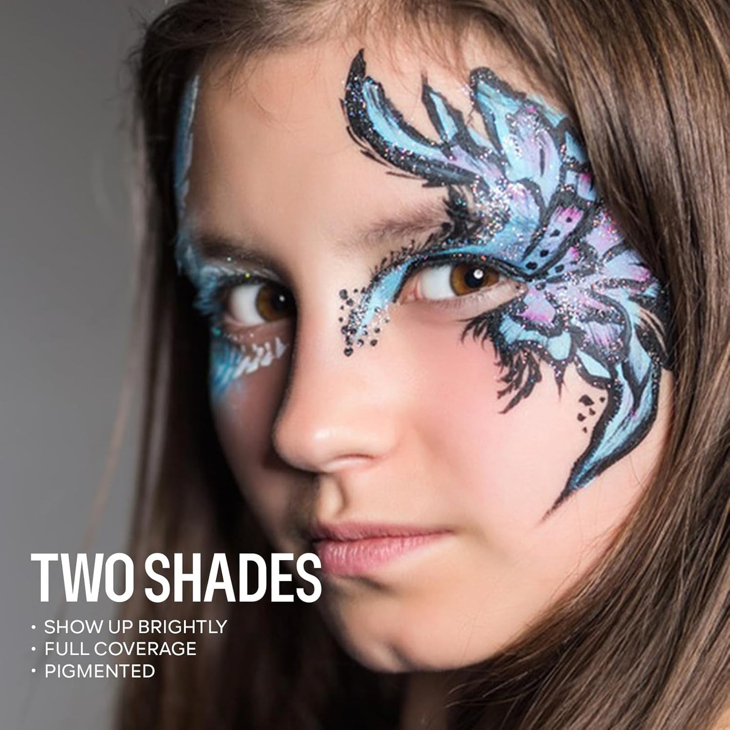 Purple Cyan Face Body Paint Makeup Foundation 30 g, Water Activated Cream to Powder Face Body Paint Makeup for Halloween Costume Cosplay Theater Stage Dress-Up Makeup,Matte Finish Non Toxic