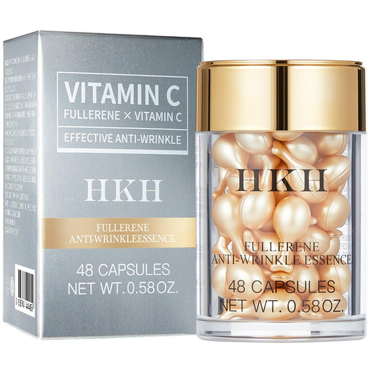 HKH Vitamin C Serum for Face: 48 Capsules Retinol Anti-Aging Wrinkle Repair Serum - Vitamin E Niacinamide Oil for Women - Daily Deep Skin Care for Fine Lines Smoothing Hydrating Brightening