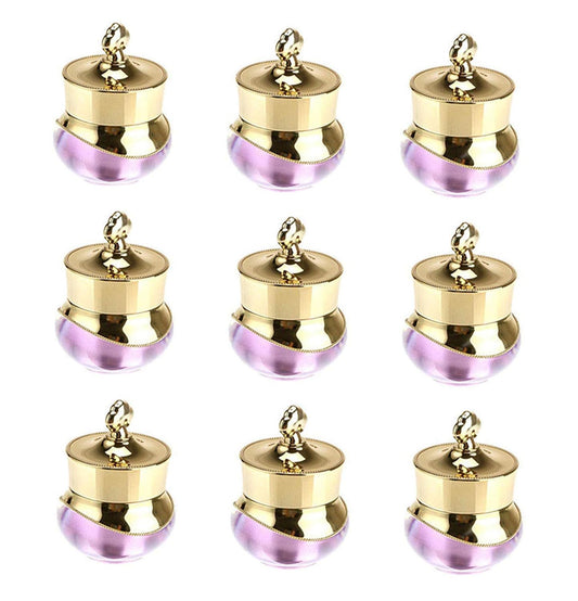 10 Packs 5 gram/5ml Gold Crown Empty Cream Jars Lip Balm Bottles Container Refillable Cosmetic Sample Jars Makeup Plastic Jar with Lid Cosmetic Trial Case for Lotion Creams Eyeshadow(Purple)