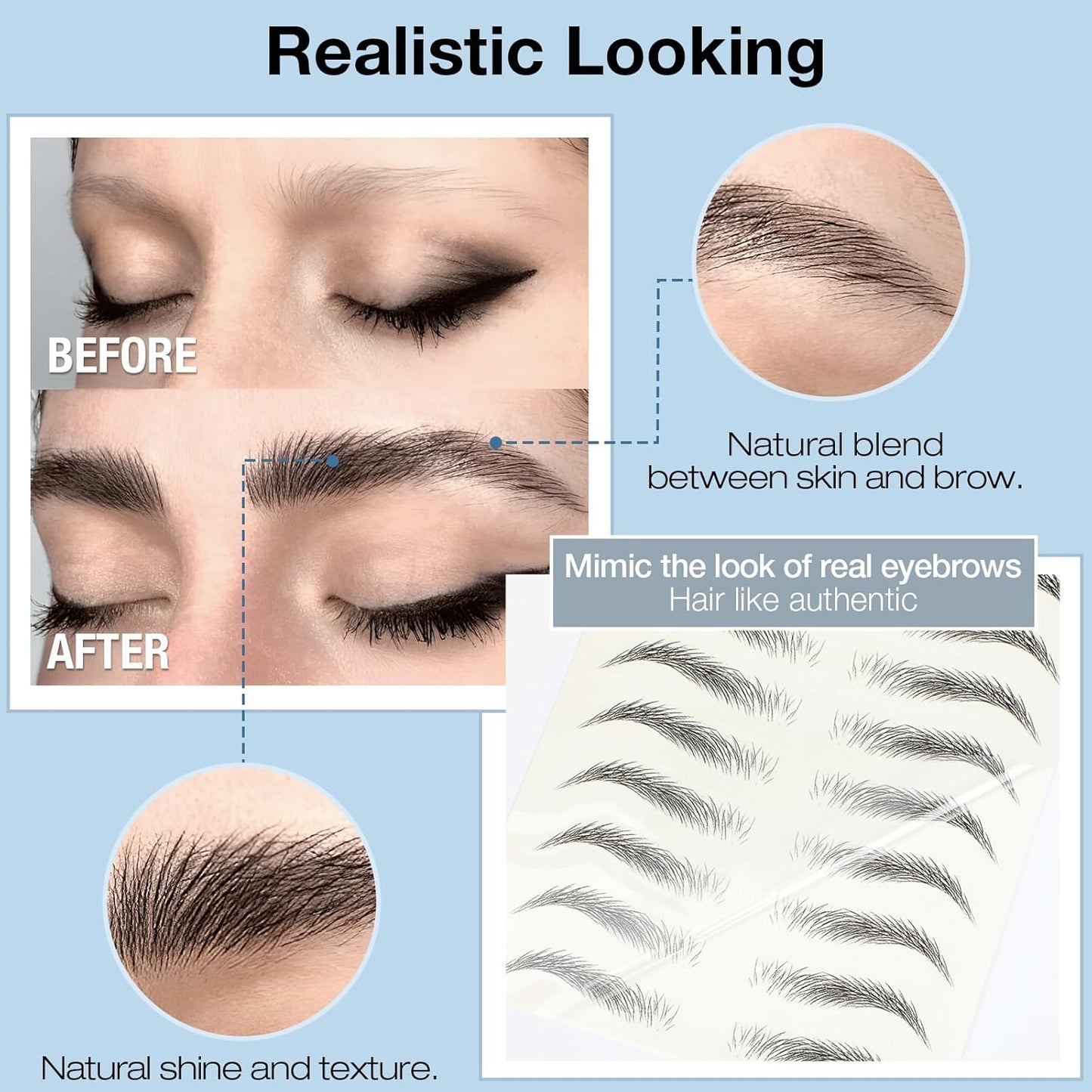 20 Sheets 220 Pairs Eyebrow Tattoo Stickers 4D Stickers Eyebrow Transfers Stickers Peel off Eyebrow Grooming Shaping Makeup Sticker for Women Girls Brown