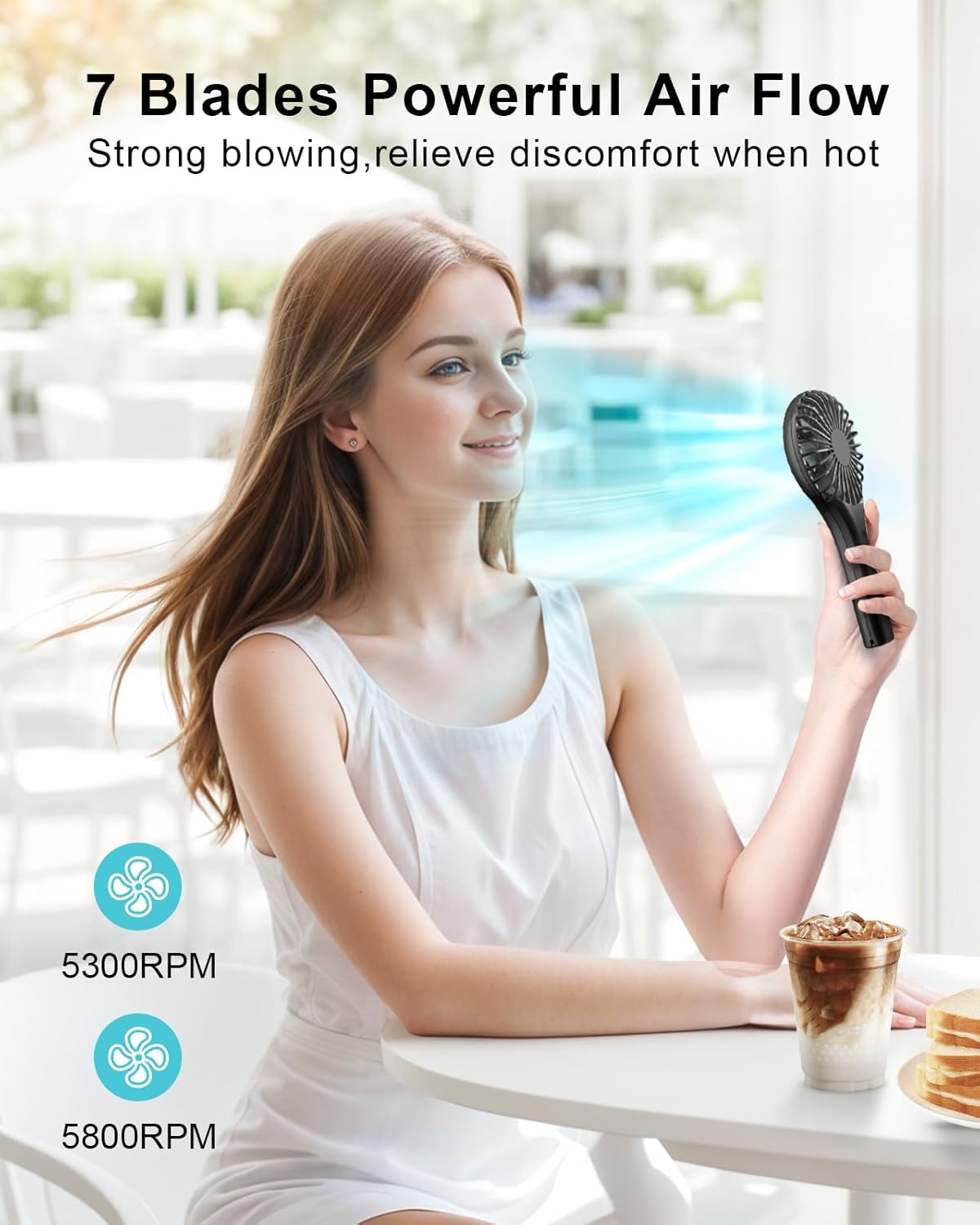 TriPole Handheld Mini Fan Battery Operated Small Personal Portable Fans Speed Adjustable USB Rechargeable Fan for Kids Girls Women Men Home Office Indoor Outdoor Travelling, Black