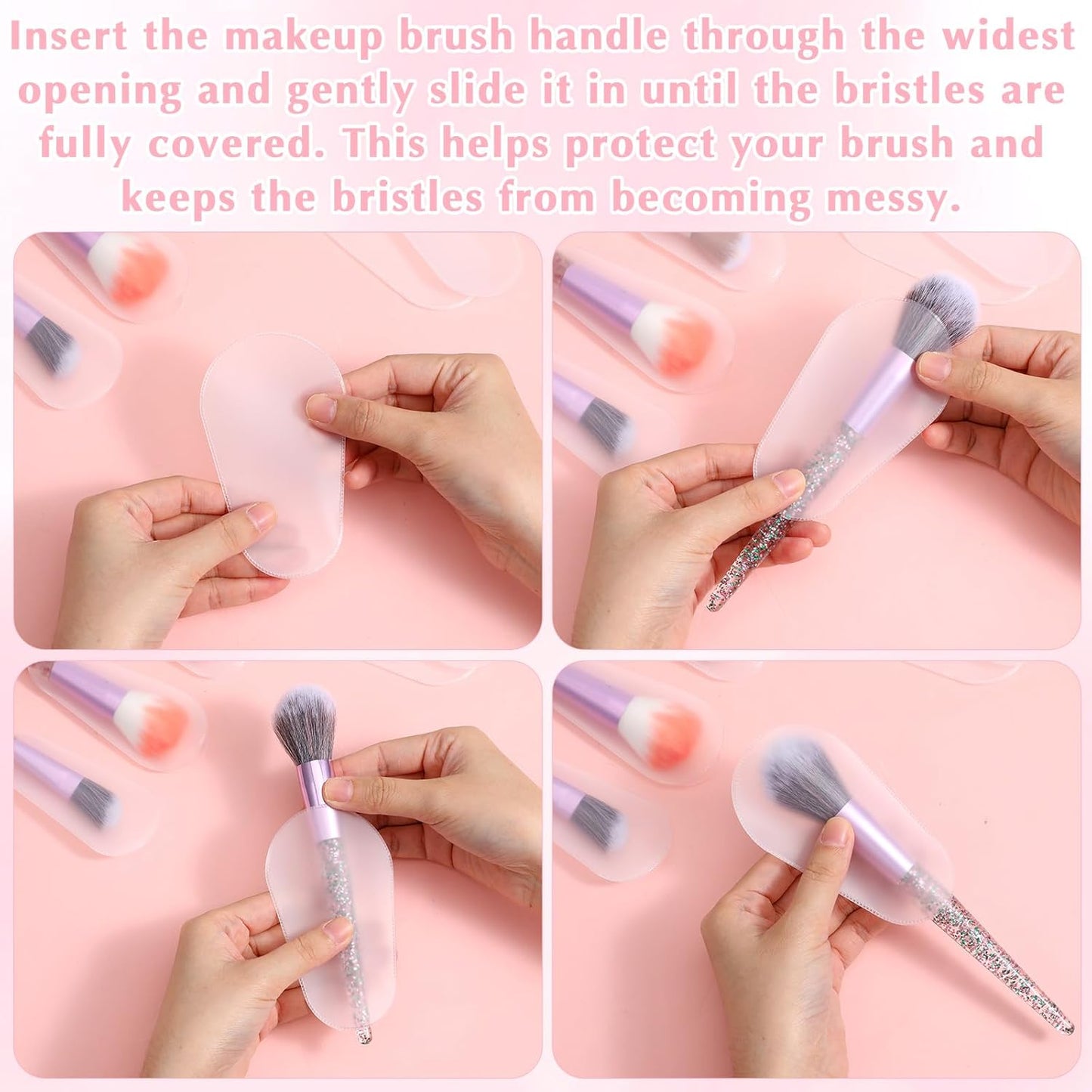 30PCS Makeup Brush Covers for Travel, 5 Sizes Clear Makeup Brush Sleeve Protector, Dustproof Waterproof Cosmetic Brushes Guards Caps for Travel & Daily Storage Organizer and Home