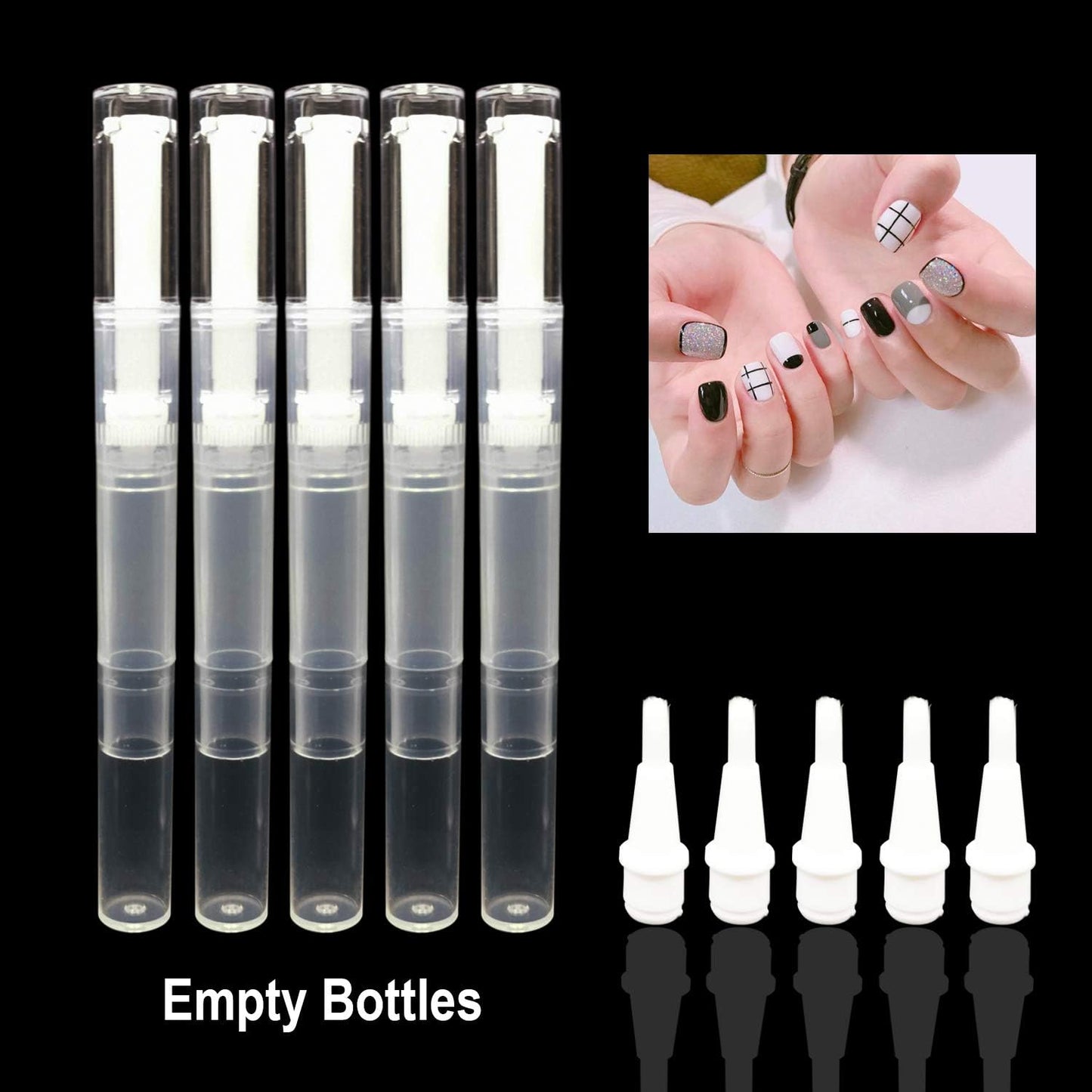 12 Pack 3 ml Transparent Twist Pens, Empty Nail Oil Pen with Brush Tip, Cosmetic Lip Gloss Container Applicators Eyelash Growth Liquid Tube (12x)