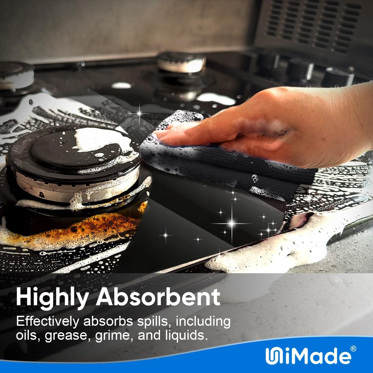 Shop Towel Rags, 20 Pack Reusable Shop Rags Bulk Microfiber Cleaning Cloth Lint Free Cleaning Towels for Car Kitchen Automotive Bar Mechanic Restaurant Garage, 11.5"x 11.5", Black