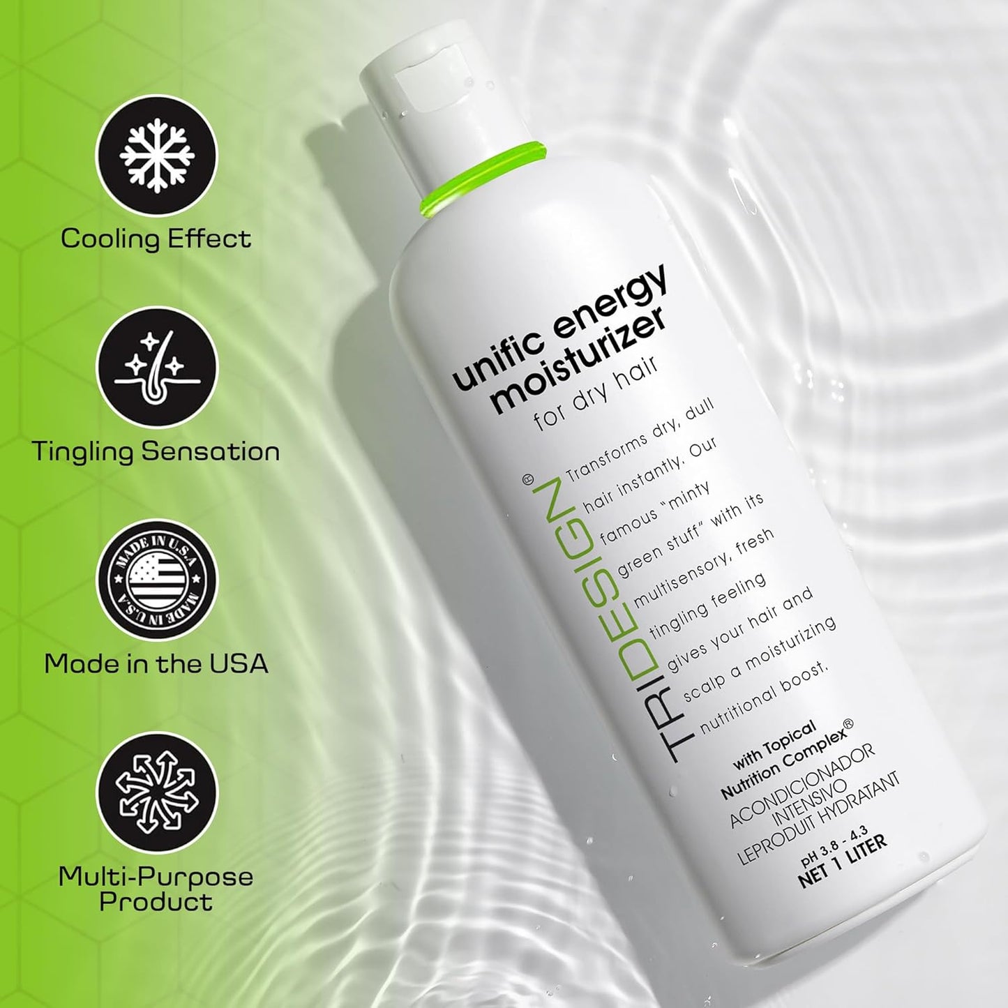 TRIDESIGN Unific Energy Moisturizer - Deep Hair Conditioner for Dry Damaged Hair - Moisturizing for Curly, Frizzy, Thick Hair - Hydrating Conditioner for Men and Women, 32 oz