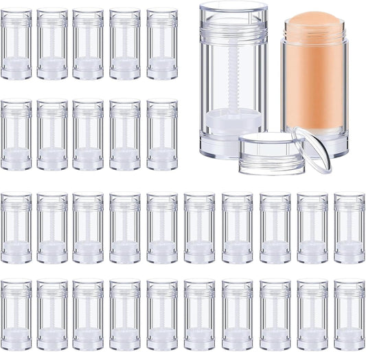 meleg otthon Empty Deodorant Containers , Twist Up Refillable Deodrant Containers Leak Proof Clear Deodorant Bottles Round Lip Balm Tubes for DIY Lipstick Crayon (Clear 30Pcs, 30ML)