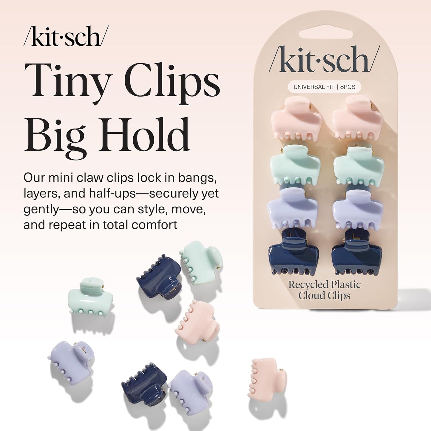 Kitsch Small Hair Clips for Women and Girls – Mini Claw Clips – Hair Accessories – Daily Styling, Recycled, Garden Bouquet | Ideal Gifts for Women – 8pc Set