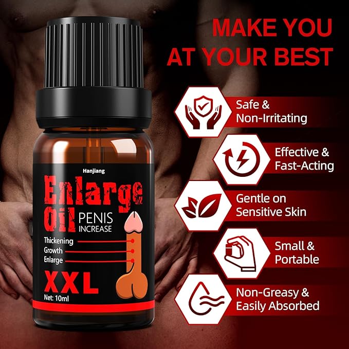 Penis Enlargement Massage Oil, Extra Strength Male Enhancement Oil, Penis Growth Oil, Help Increase Size, Thickness, Strength, and Performance, 10ml