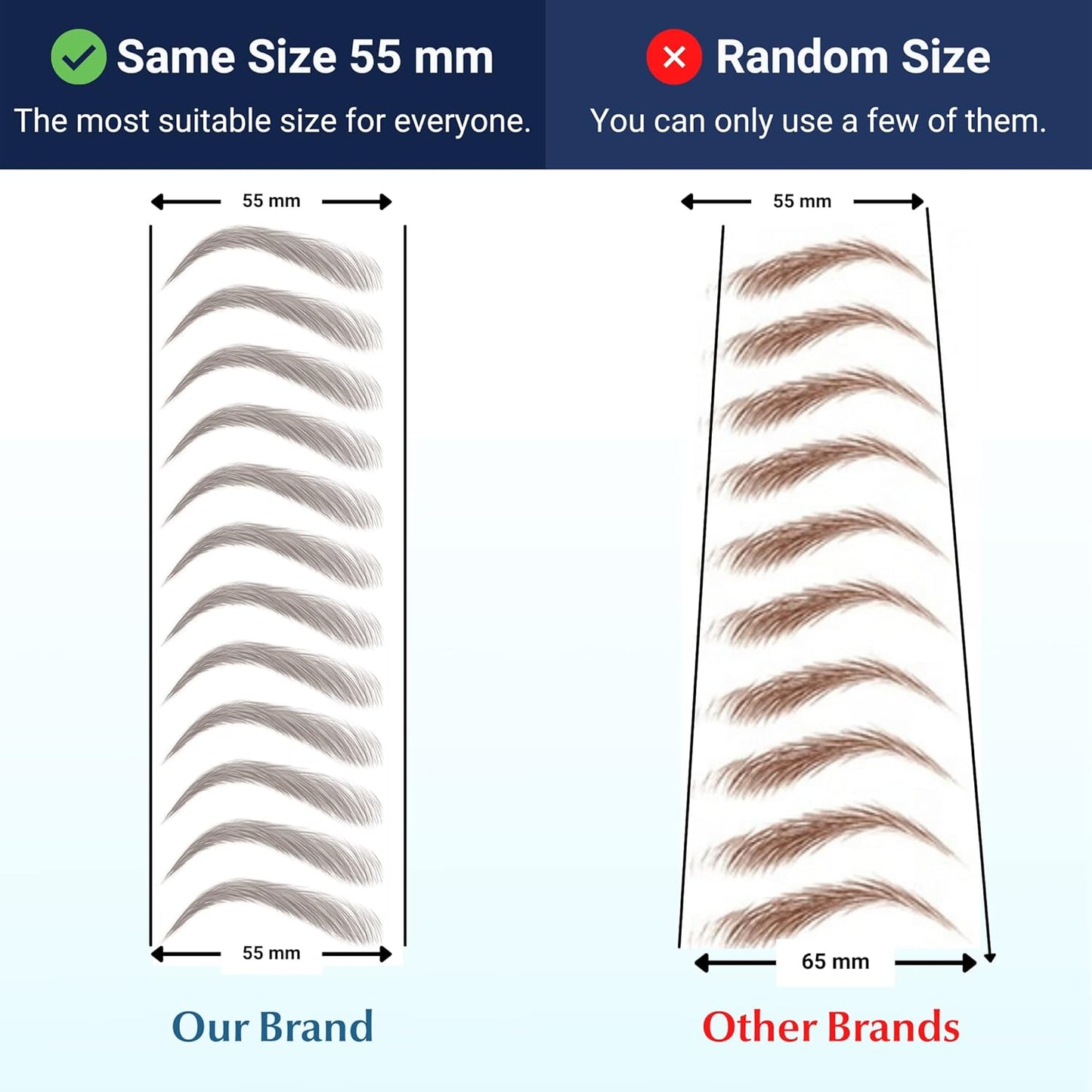 Bliss and Beyond USA, 2 Sheets Waterproof Eyebrow Tattoo Stickers, Long Lasting, Natural Looking Fake Eyebrows for Alopecia, Chemo, Cancer Gift. Same Size (Dramatic Hollywood, Brown)