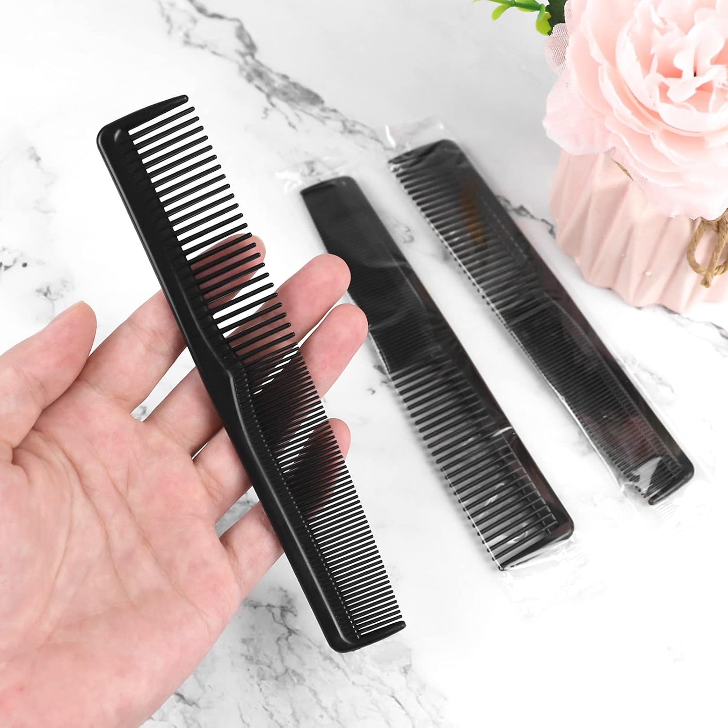 Sturdy Double Tooth Hair Pocket Combs, Individually Wrapped in Bulk Pack of 500 for Homeless, Charity, and Care Packs
