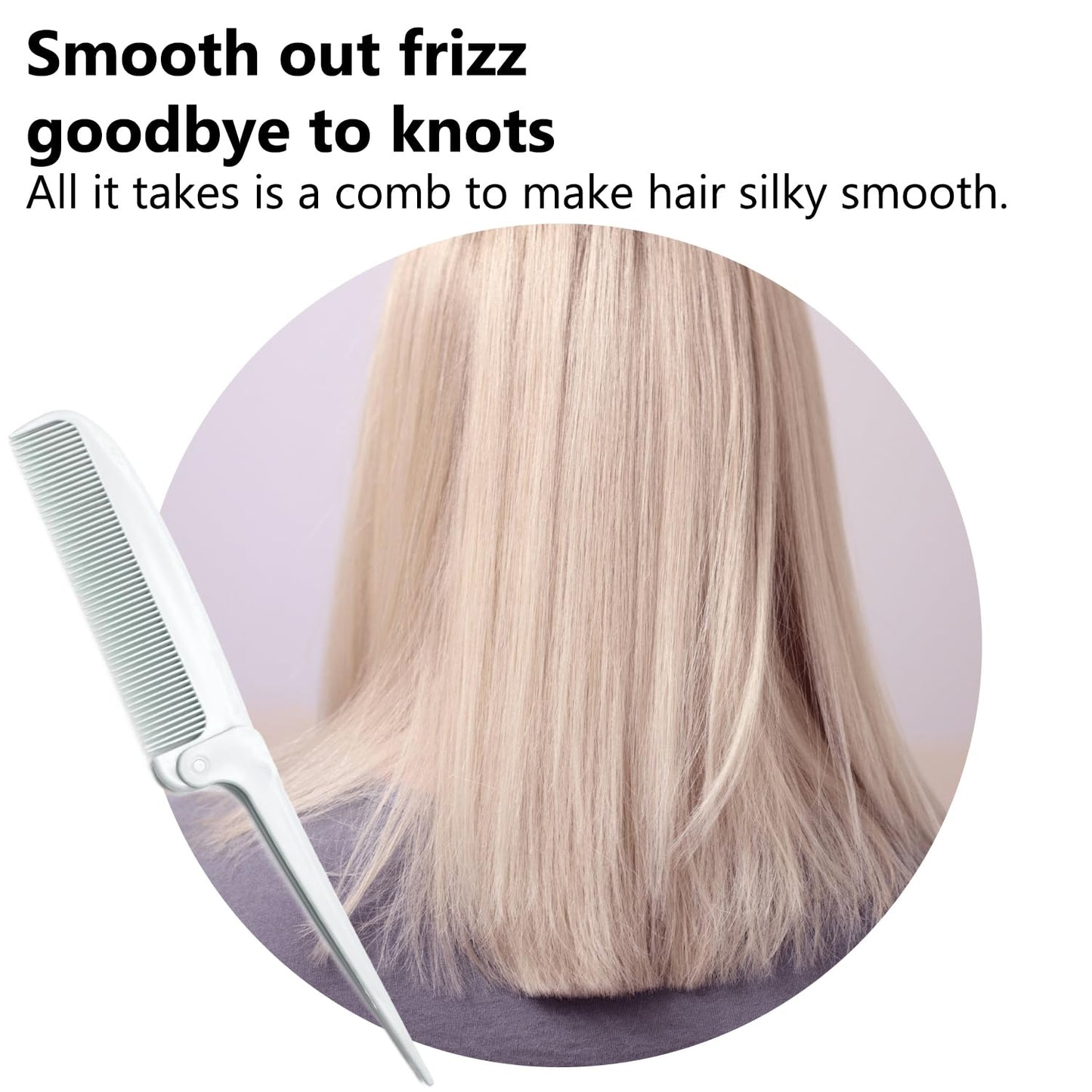 2 Pack Hair Parting Combs, Hair Styling Beauty Tools, Rat Tail Combs, Foldable Comb for Travel, Stylist (White,Pink)